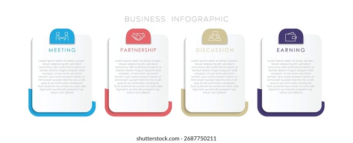 Plantilla de diseño de infografía. concepto de línea de tiempo con 4 pasos u opción. se puede utilizar para información comercial, diseño de flujo de trabajo, diagrama, informe anual. infografía colección