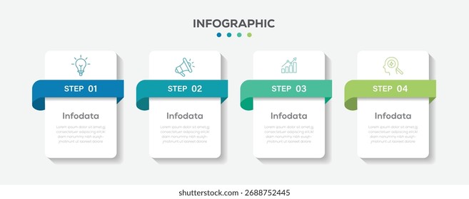 Infographic design template. Timeline concept with 4 step or option. Can be used for business, diagram, workflow, timeline, web design.	