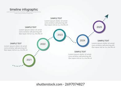 Modelo de design infográfico. Conceito de cronograma com 5 etapas