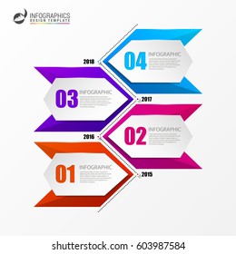 Infographic design template. Timeline concept with arrows. Vector illustration