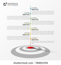 Infographic design template. Timeline concept with target. Vector illustration