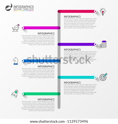 Infographic design template. Timeline concept with 6 steps. Can be used for workflow layout, diagram, banner, webdesign. Vector illustration