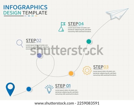 Infographic design template. Timeline concept with 4 options or steps template. layout, diagram, annual, Paper airplanes , start up, report, presentation. Vector illustration.