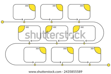 Infographic design template. Timeline concept with 9 options or steps template. layout, diagram, annual, report, presentation. Vector illustration.