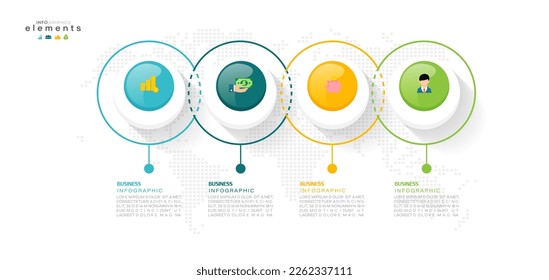 Infographic design template. timeline with icons and 4 options or steps. Can be used for process, presentations, layout, banner, web design vector illustration.