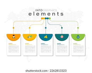 Infographic design template. timeline with icons and 5 options or steps. Can be used for process, presentations, layout, banner, web design vector illustration.