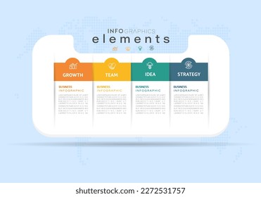 Infographic design template. timeline with icons and 4 options or steps. Can be used for process, presentations, layout, banner, web design vector illustration.