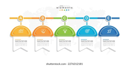 Infographic design template. timeline with icons and 5 options or steps. Can be used for process, presentations, layout, banner, web design vector illustration.