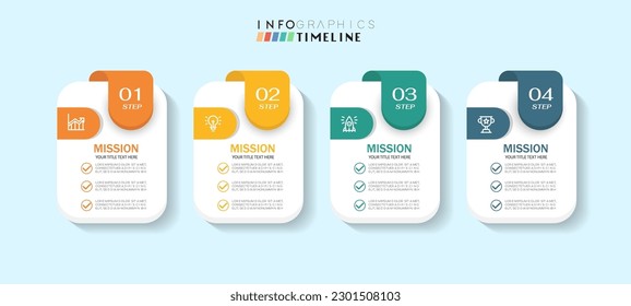 Infographic design template. timeline with icons and 4 options or steps. Can be used for process, presentations, layout, banner, web design vector illustration.