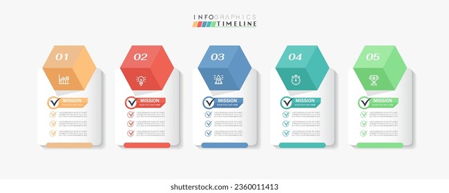 Infographic design template. timeline with icons and 5 options or steps. Can be used for process, presentations, layout, banner, web design vector illustration.