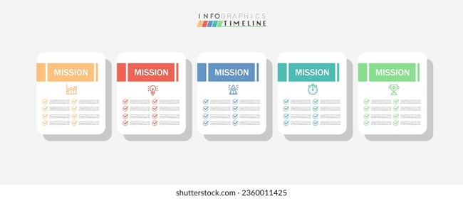 Infographic design template. timeline with icons and 5 options or steps. Can be used for process, presentations, layout, banner, web design vector illustration.