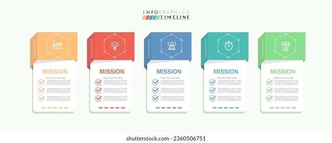 Infographic design template. timeline with icons and 5 options or steps. Can be used for process, presentations, layout, banner, web design vector illustration.