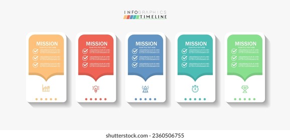 Infographic design template. timeline with icons and 5 options or steps. Can be used for process, presentations, layout, banner, web design vector illustration.