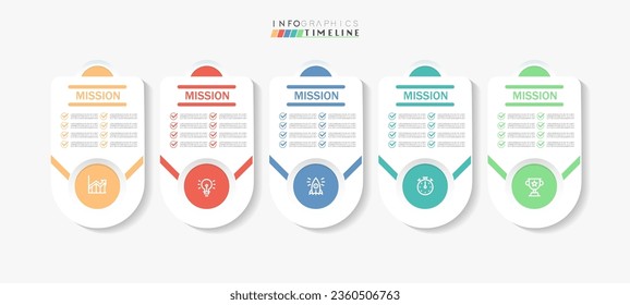 Infographic design template. timeline with icons and 5 options or steps. Can be used for process, presentations, layout, banner, web design vector illustration.