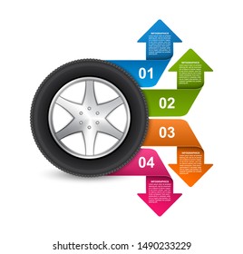 Infographic Design Template. Tire with arrows for brochures and presentations. Vector illustration.  