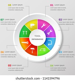 Infographic design template with tool icons, stock vector