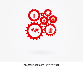 Infographic Design Template Vector With Gear Chain
