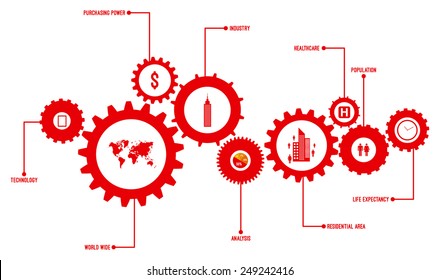 Infographic Design Template Vector With Gear Chain Isolated