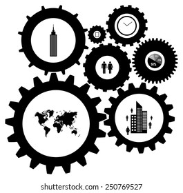 Infographic Design Template Vector With Gears And Cogs Isolated