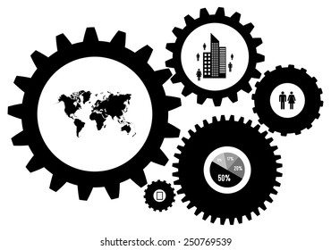 Infographic Design Template Vector With Gears And Cogs Isolated