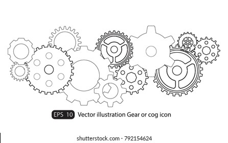 Infographic Design Template Vector With Gears And Cogs,Gear or cog icon on a white background.Gears vector set. Eps 10 vector file.- Technology concept.