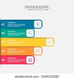 Infographic design template Vector with icons and 5 options or steps. Can be used for process diagram, presentations, workflow layout, banner, flow chart, info graph