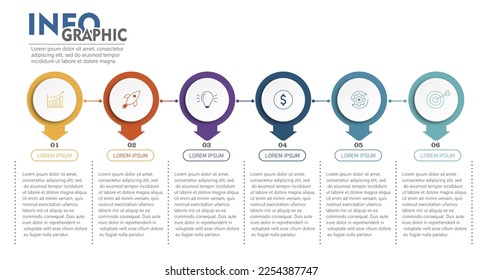 plantilla de diseño infográfico ilustración vectorial con iconos y 6 opciones o pasos.puede utilizarse para el proceso de presentación, diseño, banner, grafo de datos, presentación