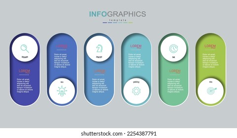 infographic design template vector illustration with icons and 6 options or steps They can be used for presentation processes, layouts, banners, data graphs, abstract vector illustrations.