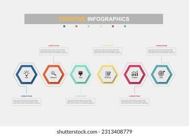 infographic design template vector illustration with icons and 6 options or steps.can be used for presentation process,layout,banner,data graph,presentation Creative Infographic