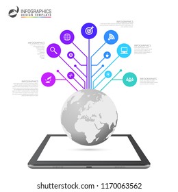 infographic design template. World network concept. Vector illustration