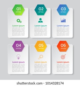 Infographic design template,3D Business concept with 6 steps or options, can be used for workflow layout, diagram, annual report, web design.Creative banner,label vector