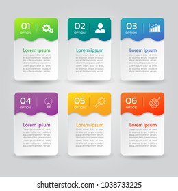 Infographic design template,3D Business concept with 6 steps or options, can be used for workflow layout, diagram, annual report, web design.Creative banner,label vector.