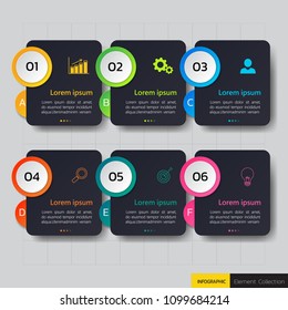 Infographic design template,3D Business concept with 6 steps or options, can be used for workflow layout, diagram, annual report, web design.Creative banner,label vector
