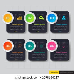 Infographic design template,3D Business concept with 6 steps or options, can be used for workflow layout, diagram, annual report, web design.Creative banner,label vector