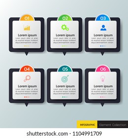 Infographic design template,3D Business concept with 6 steps or options, can be used for workflow layout, diagram, annual report, web design.Creative banner,label vector