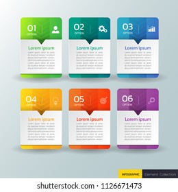 Infographic design template,3D Business concept with 6 steps or options, can be used for workflow layout, diagram, annual report, web design.Creative banner,label vector