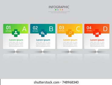 Infographic design template,3D Business concept with 4 steps or options, can be used for workflow layout, diagram, annual report, web design.Creative banner,label vector