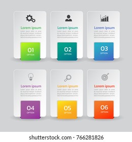 Infographic design template,3D Business concept with 6 steps or options, can be used for workflow layout, diagram, annual report, web design.Creative banner,label vector