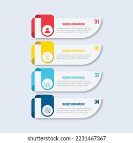 Plantilla de diseño infográfico.Proceso comercial con 4 pasos. Elementos de línea delgada vectorial para presentación