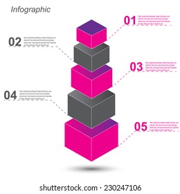Info-graphic design templates in the form of a 3D box. Idea to display , ranking and statistics. 