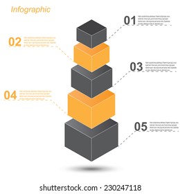 Info-graphic design templates in the form of a 3D box. Idea to display , ranking and statistics. 