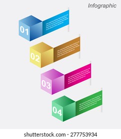 Info-graphic design templates in the form of a 3D box. Idea to display, ranking and statistics.