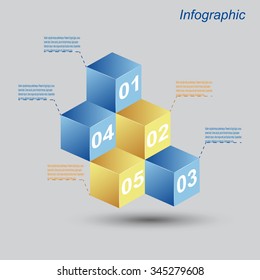 Info-graphic design templates in the form of a 3D box. Idea to display, ranking and statistics.