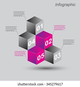 Info-graphic design templates in the form of a 3D box. Idea to display, ranking and statistics.