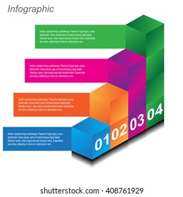 Info-graphic design templates in the form of a 3D box. Idea to display, ranking and statistics.