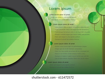 Info-graphic design template.With green background.