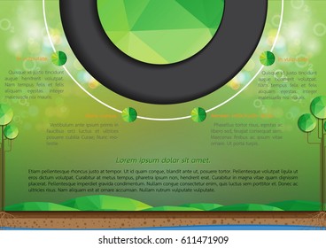 Info-graphic design template.With green nature background.