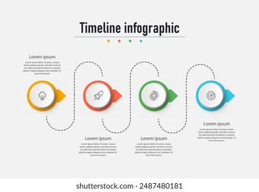 Infografik Design Time Line Prozess mit quadratischer Vorlage Design mit Icons und 4 Optionen oder Stufen. Vektorillustration.

