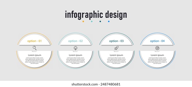 Infographic design time line process with square template design with icons and 4 options or steps. Vector illustration.
