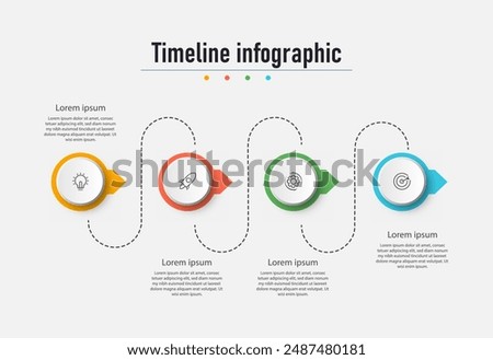 Infographic design time line process with square template design with icons and 4 options or steps. Vector illustration.
